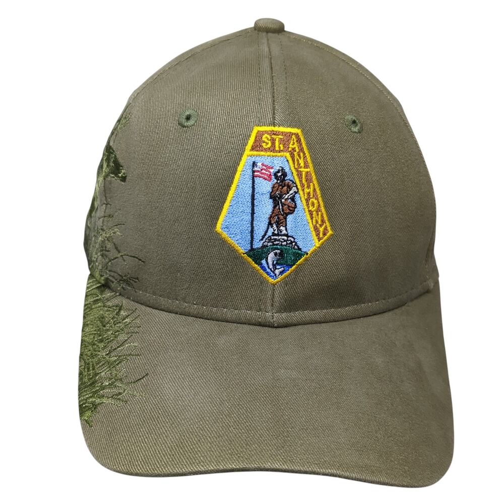 St. Anthony Strapback Baseball Cap Green OS Adjustable Embroidered Dri-Duck
